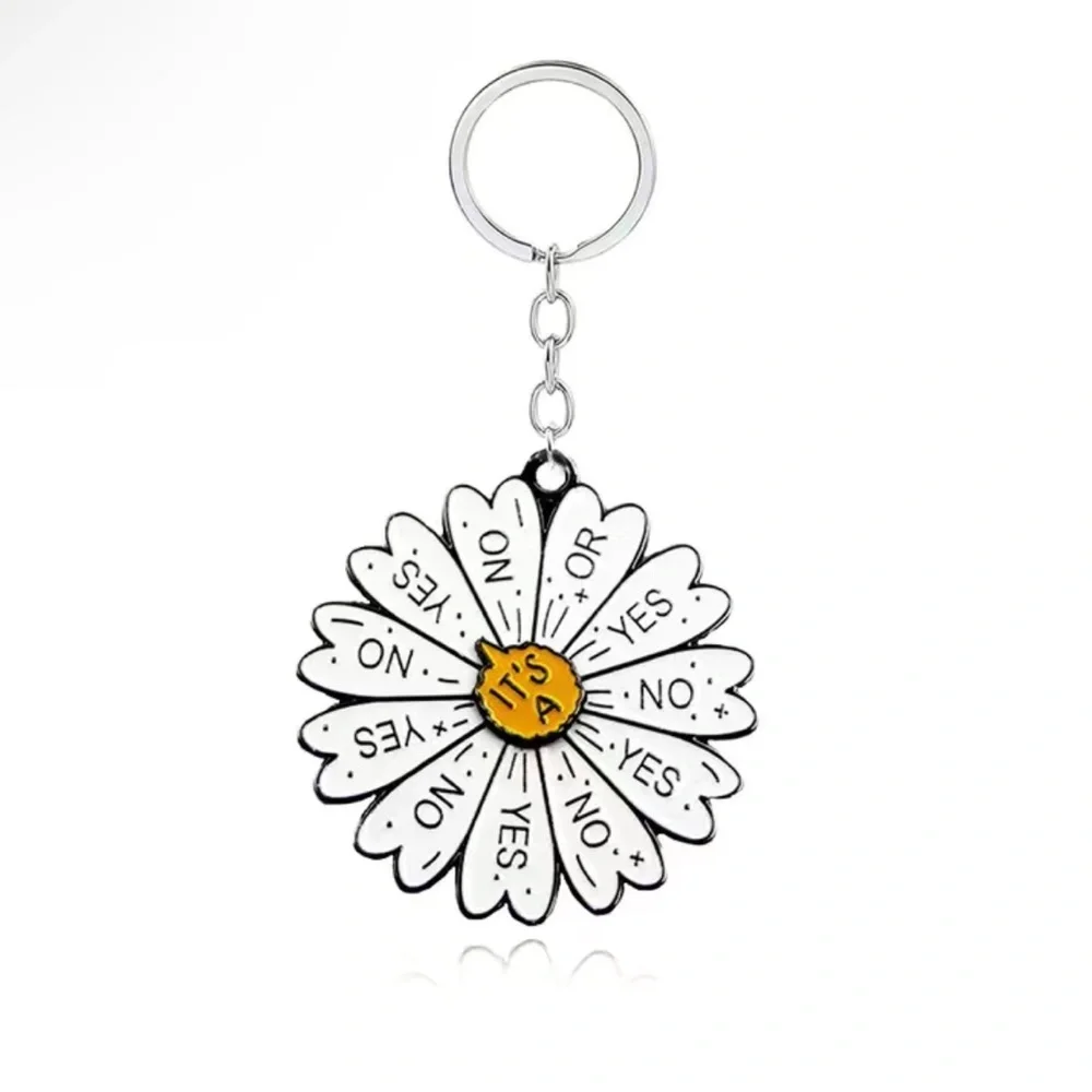 NEW Yes or No Daisy Rotatable Decision-Maker Keychain Charm NWT